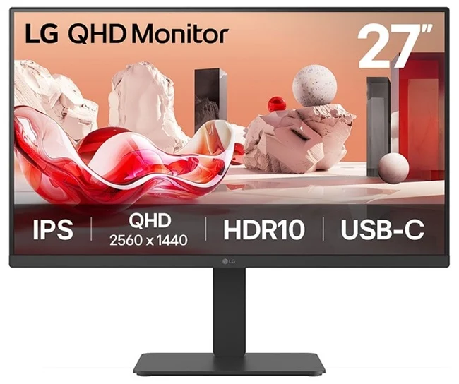 Moniteur LG 27 pouces QHD avec écran IPS 2560x1440, HDR10, et connectivité USB-C.